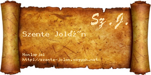 Szente Jolán névjegykártya