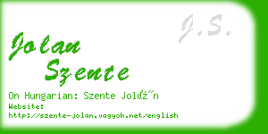 jolan szente business card